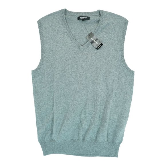 NWT Express‎ Pullover Sweater Vest - Merino Wool Gray - VNeck - Small S - Men's - Picture 1 of 4